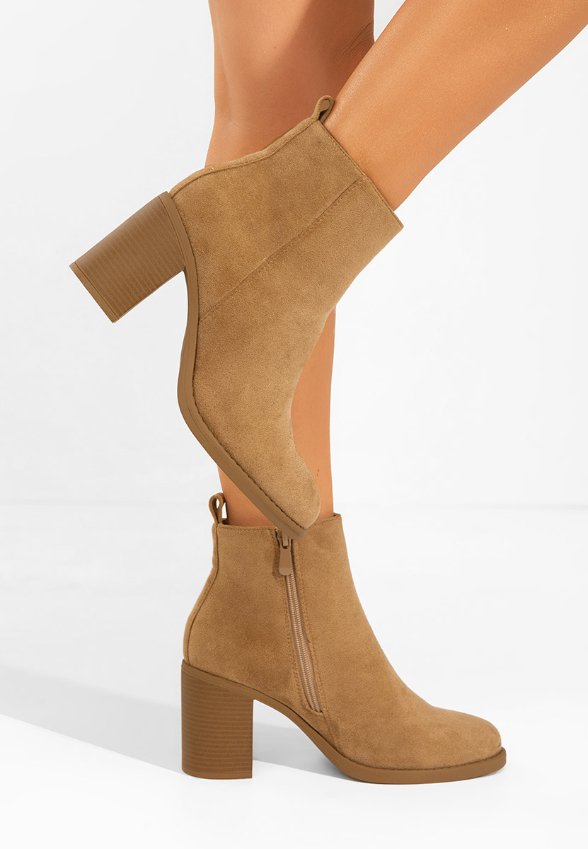 Botine cu toc Desirea camel