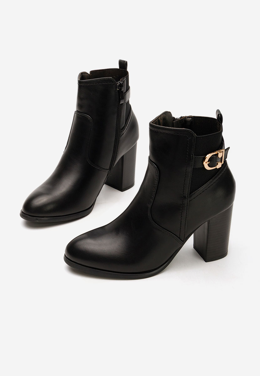 Botine cu toc gros Alaki negre