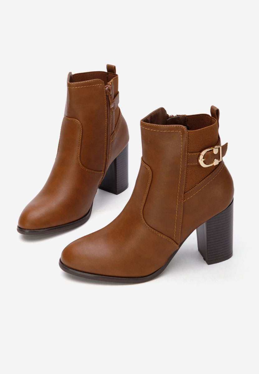 Botine cu toc gros Alaki camel