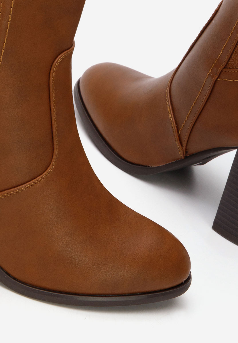Botine cu toc gros Alaki camel