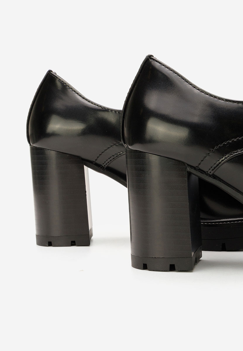 Pantofi cu toc si siret Pluvina negri