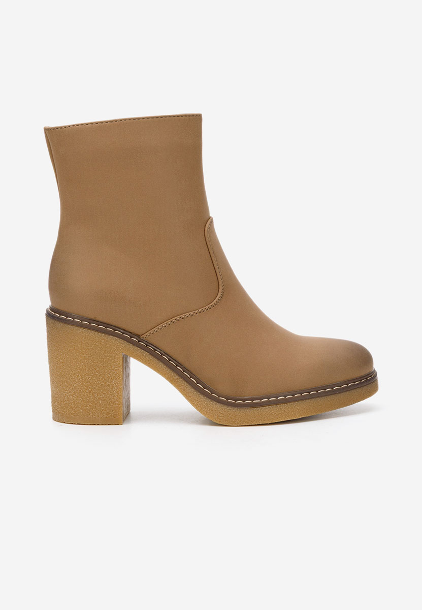 Botine cu toc gros Cyndi kaki