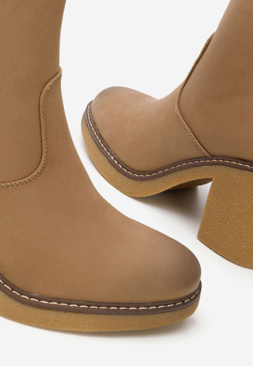 Botine cu toc gros Cyndi kaki
