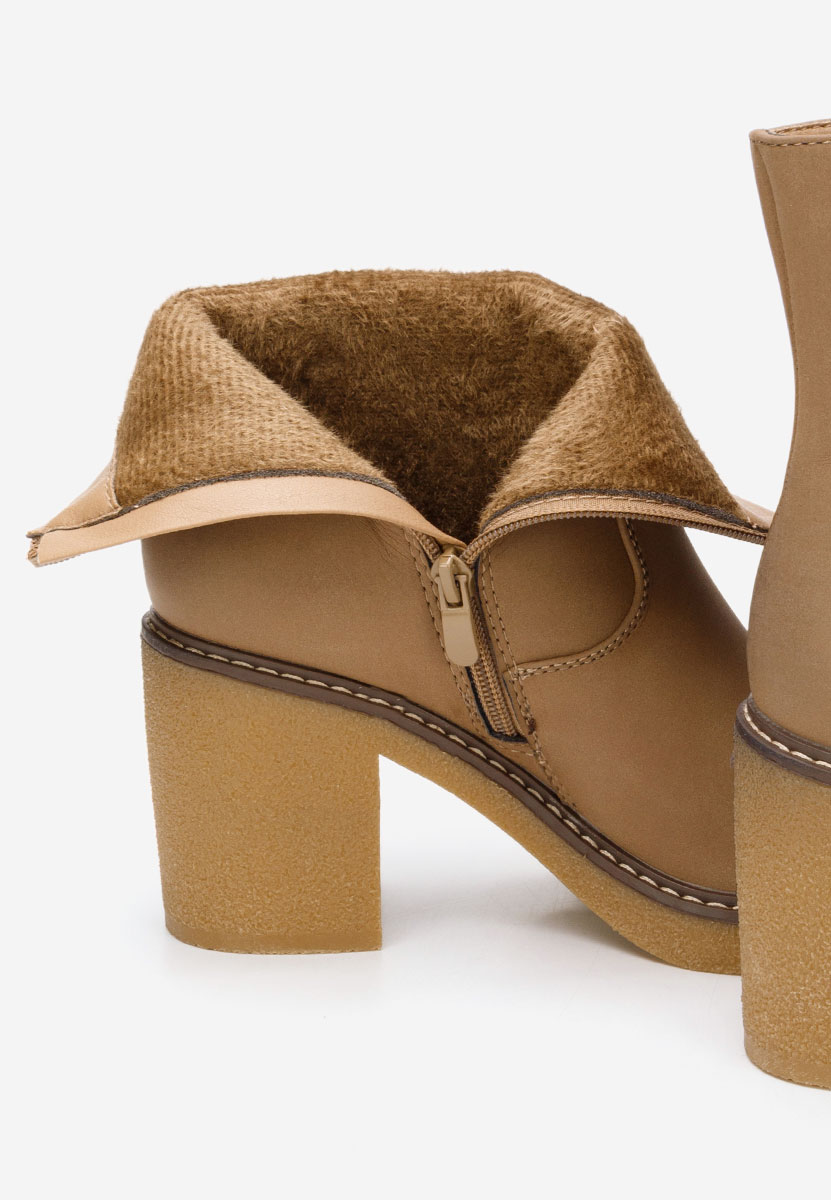 Botine cu toc gros Cyndi kaki