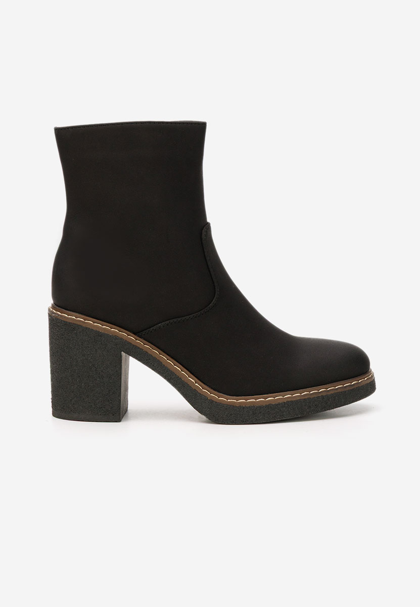Botine cu toc gros Cyndi negre