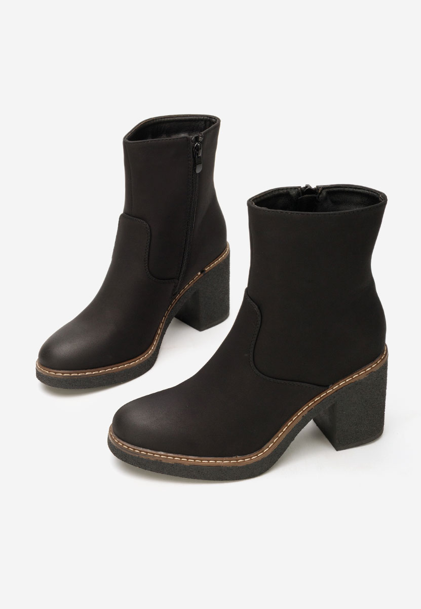 Botine cu toc gros Cyndi negre