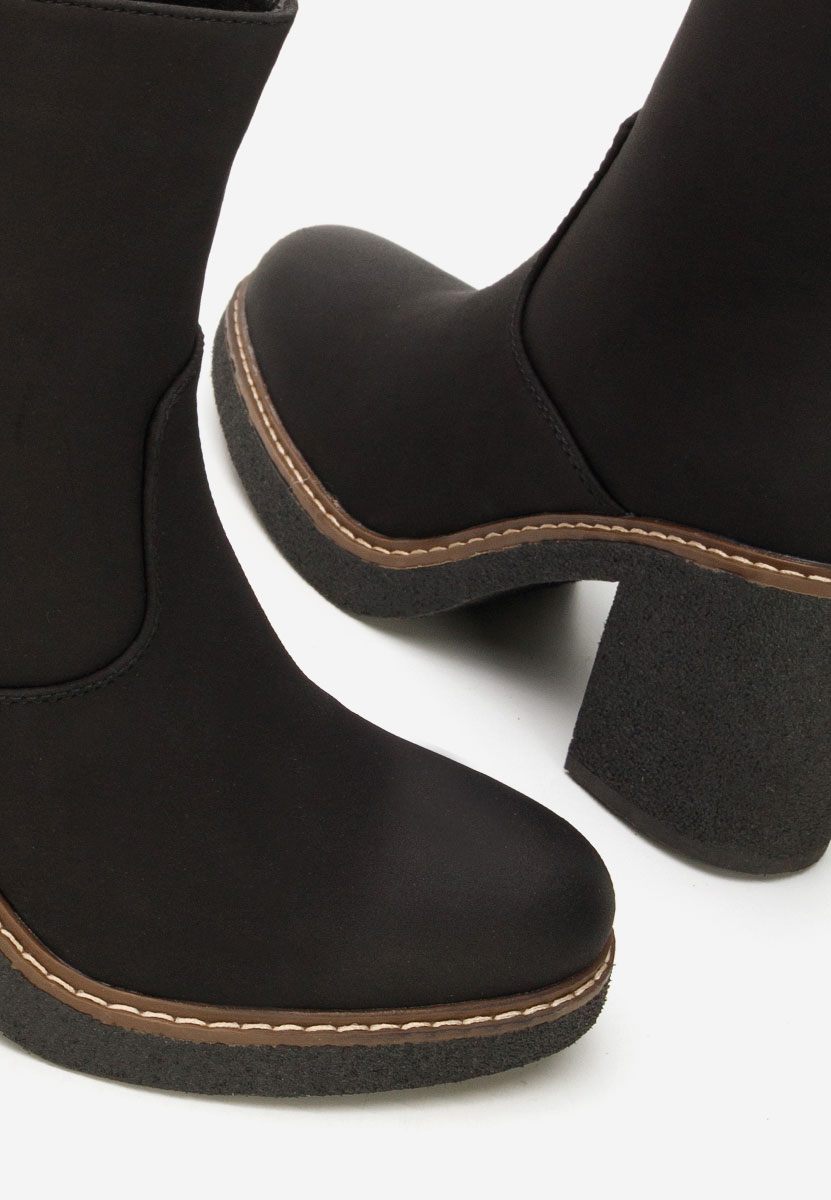 Botine cu toc gros Cyndi negre