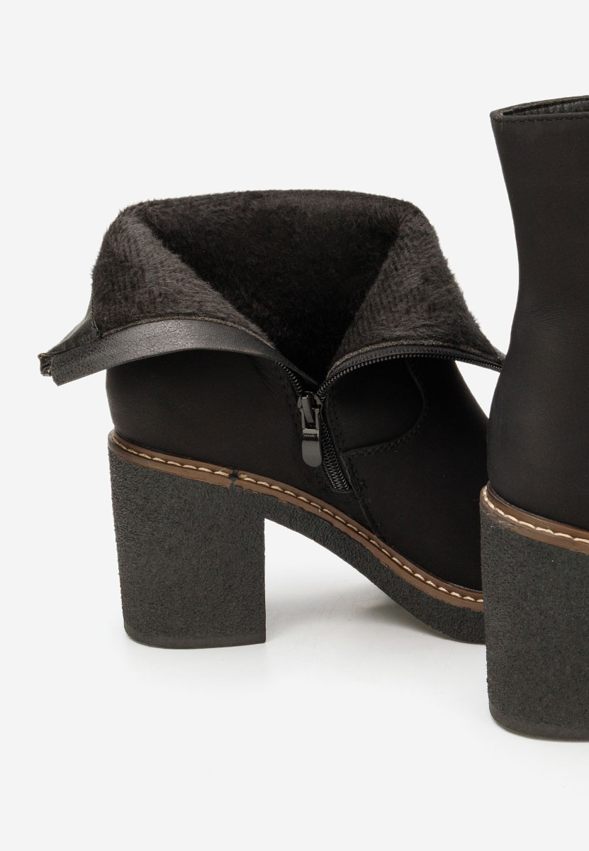 Botine cu toc gros Cyndi negre
