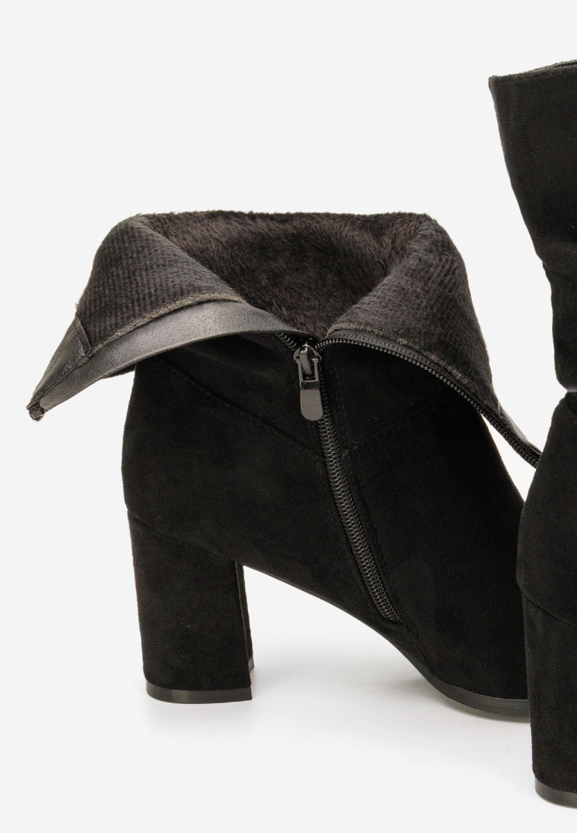 Botine cu toc gros Crinia negre