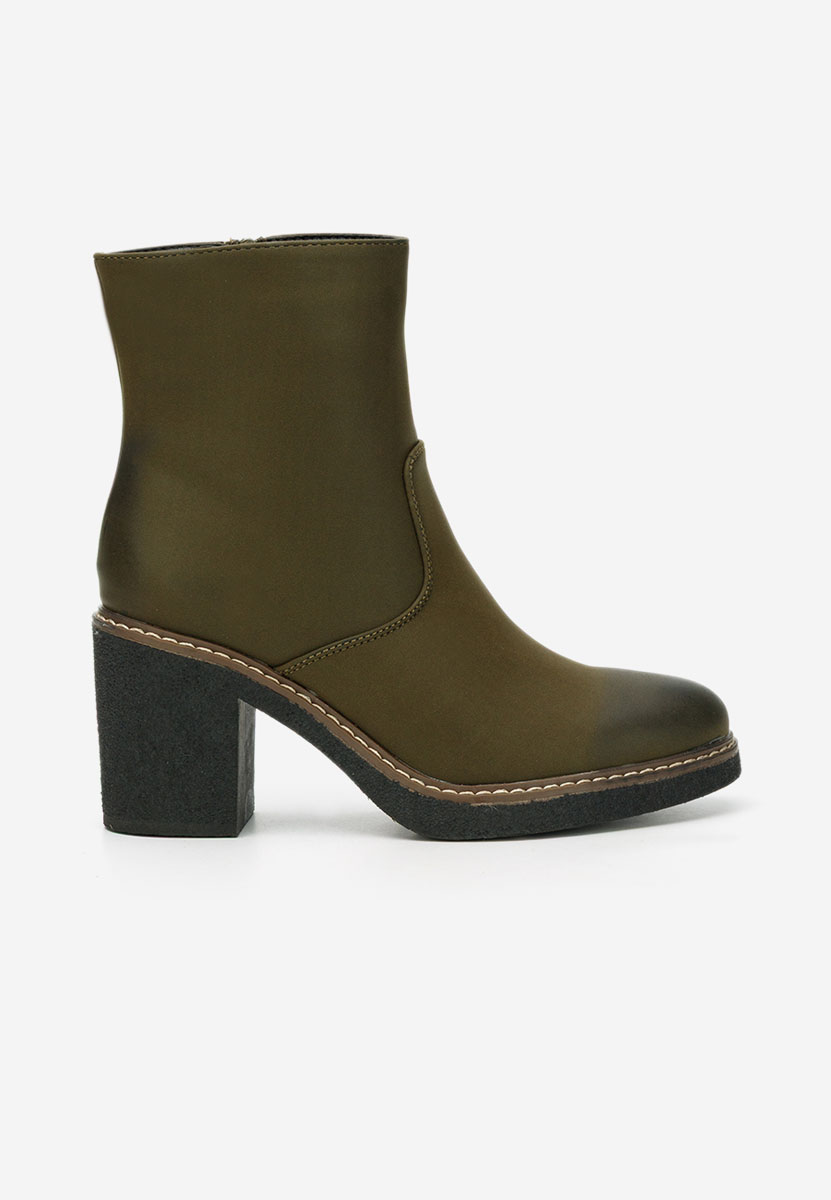 Botine cu toc gros Cyndi verzi