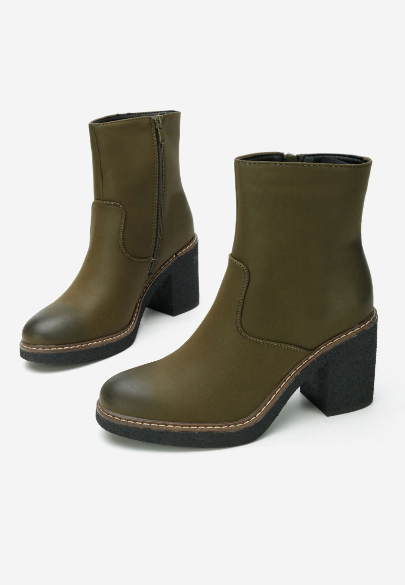 Botine cu toc gros Cyndi verzi