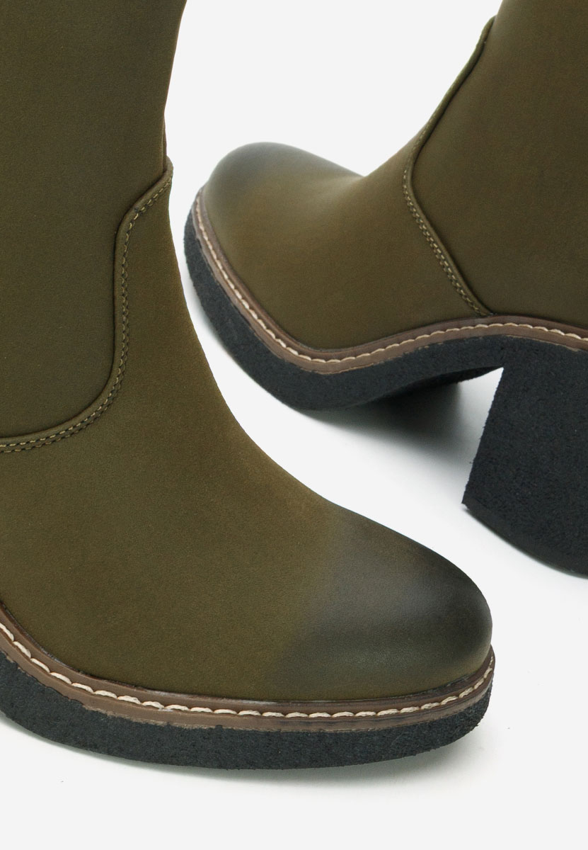 Botine cu toc gros Cyndi verzi