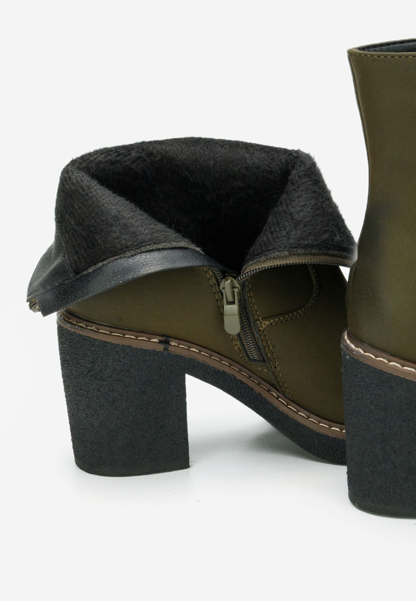 Botine cu toc gros Cyndi verzi