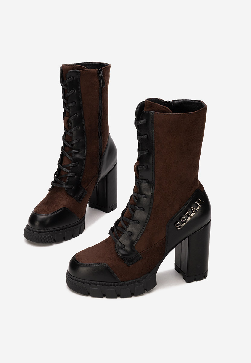 Botine cu toc gros Anahi maro Botine cu toc gros Anahi maro