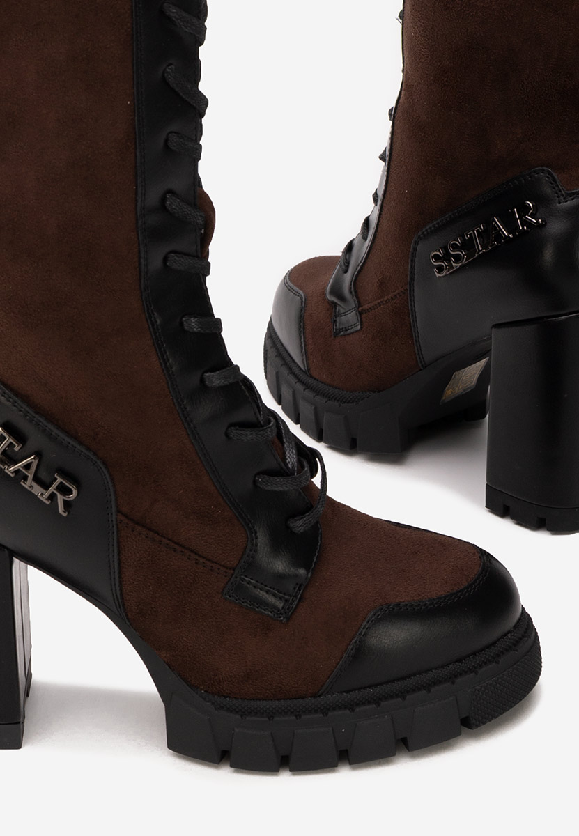 Botine cu toc gros Anahi maro Botine cu toc gros Anahi maro