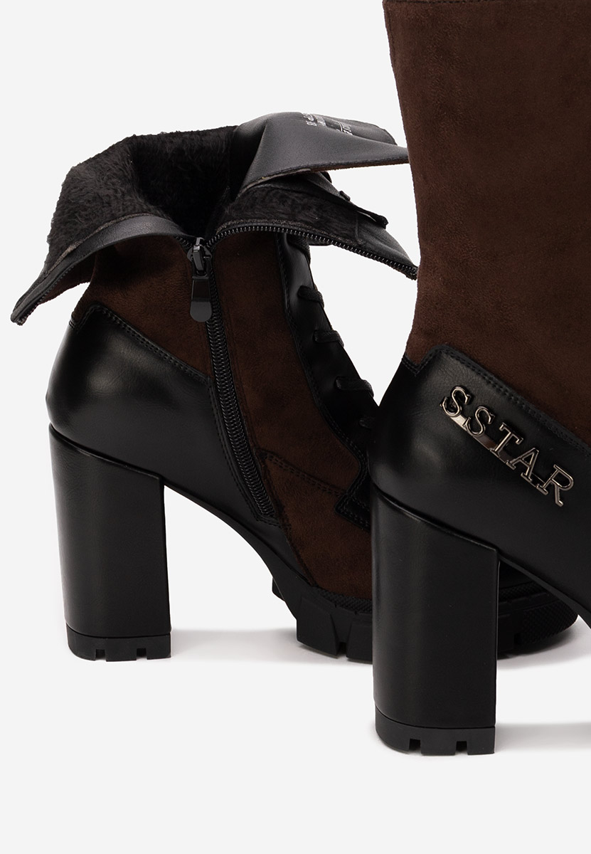Botine cu toc gros Anahi maro Botine cu toc gros Anahi maro