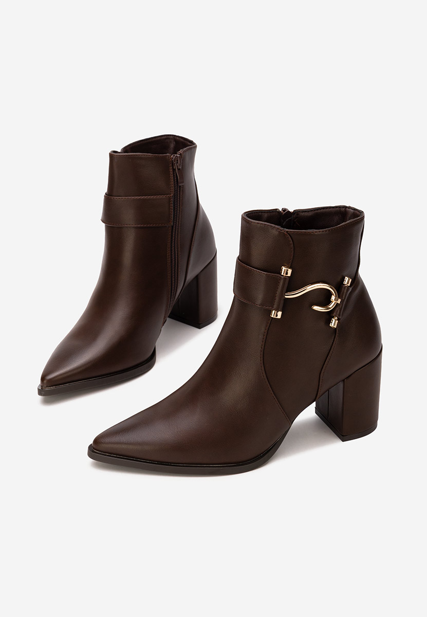 Botine cu toc gros Savira maro