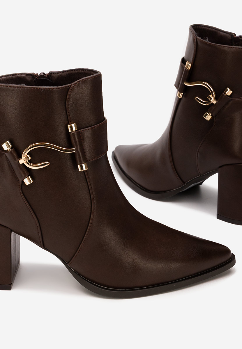 Botine cu toc gros Savira maro