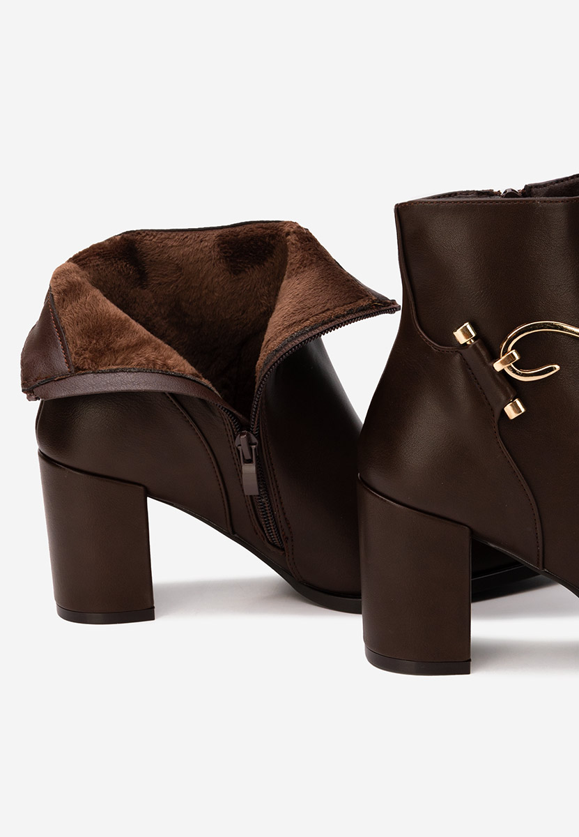 Botine cu toc gros Savira maro