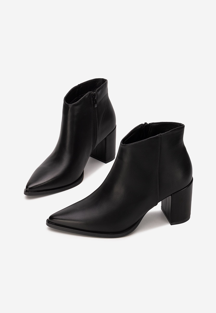 Botine cu toc gros Jamilia negre