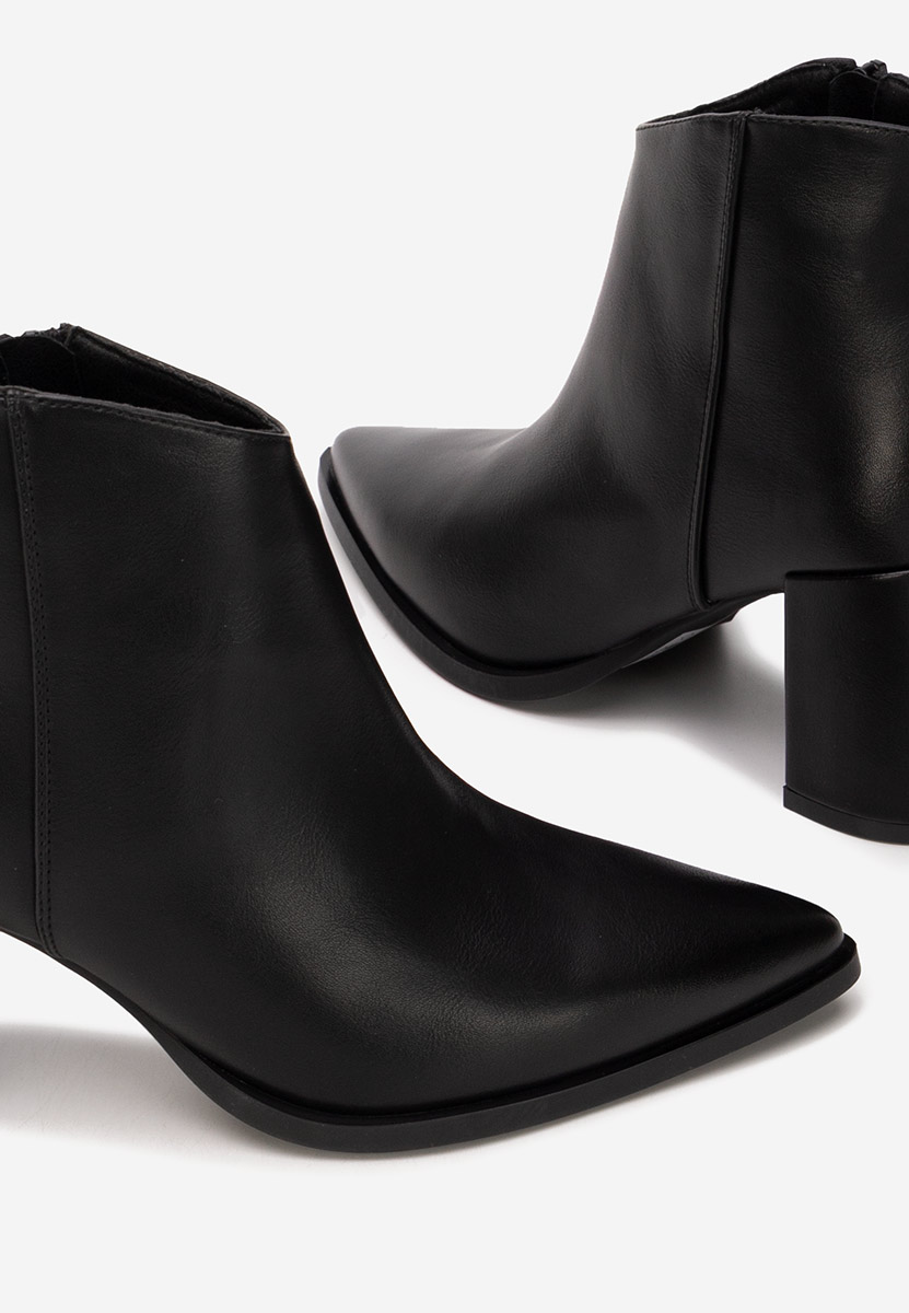 Botine cu toc gros Jamilia negre