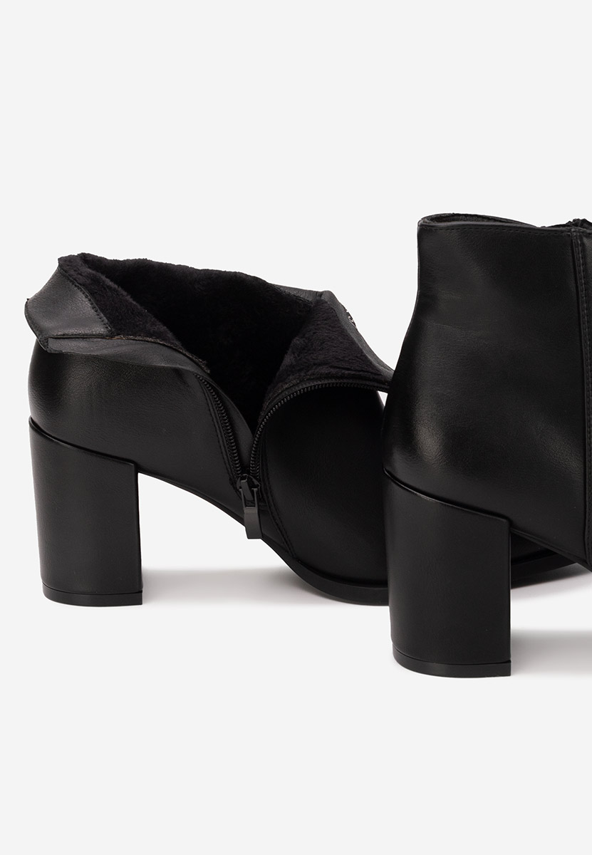 Botine cu toc gros Jamilia negre