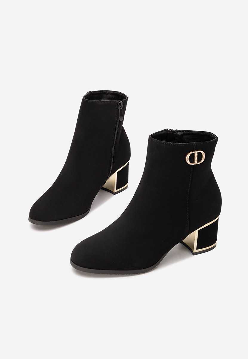 Botine cu toc gros Delmy V2 negre