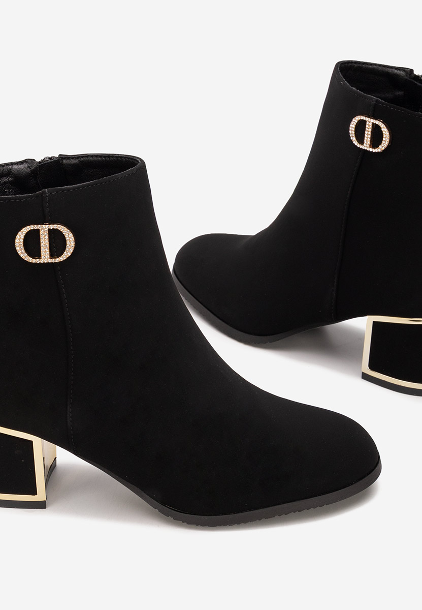 Botine cu toc gros Delmy V2 negre