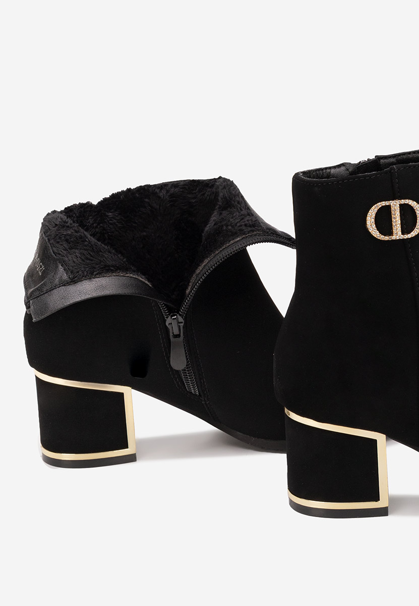 Botine cu toc gros Delmy V2 negre