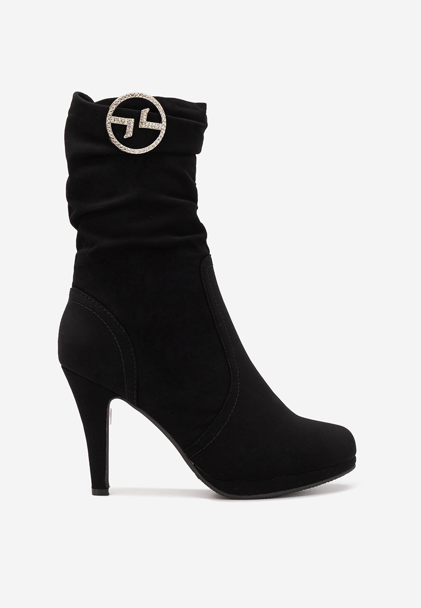 Botine cu toc subtire Lunavira negre