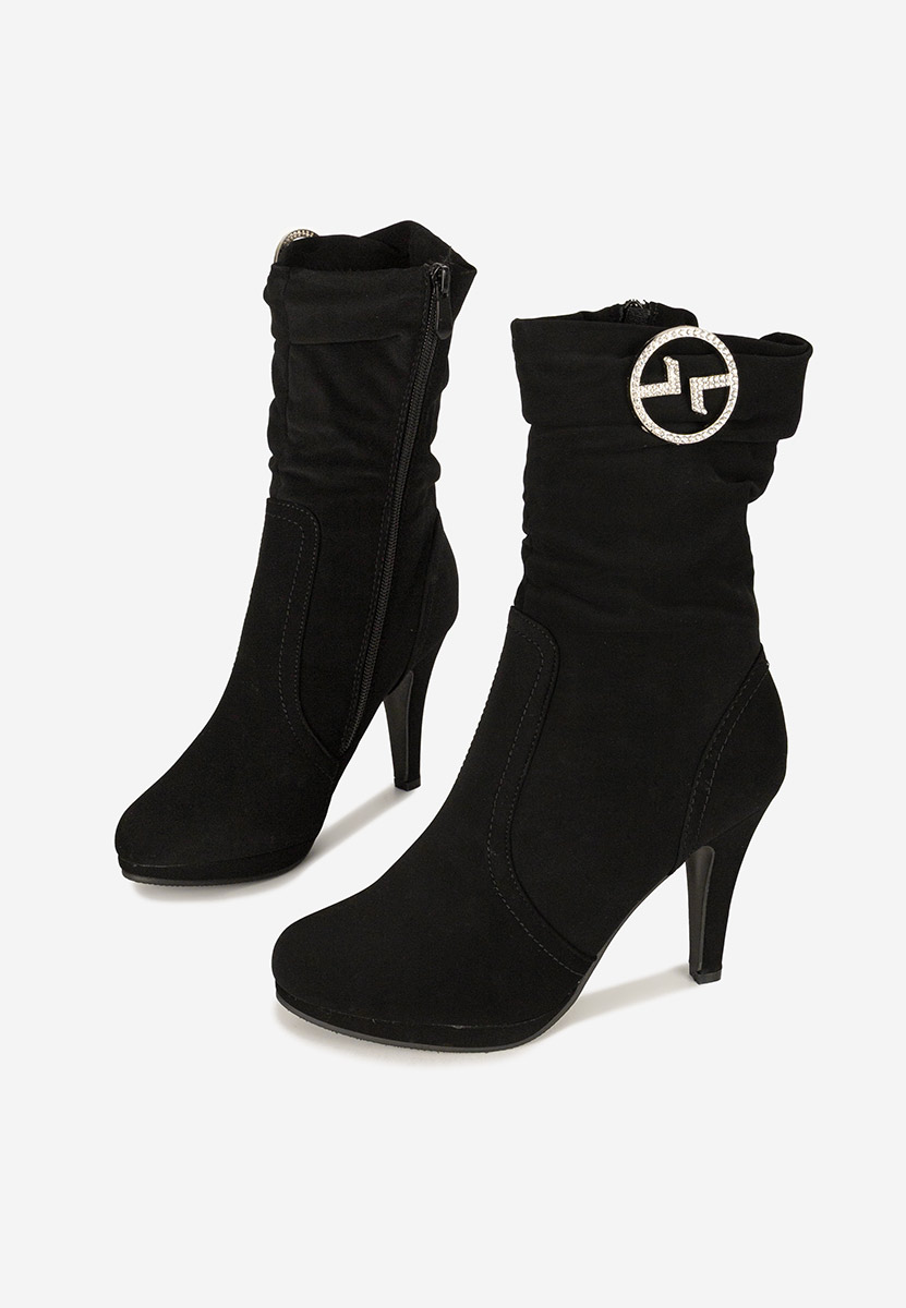 Botine cu toc subtire Lunavira negre