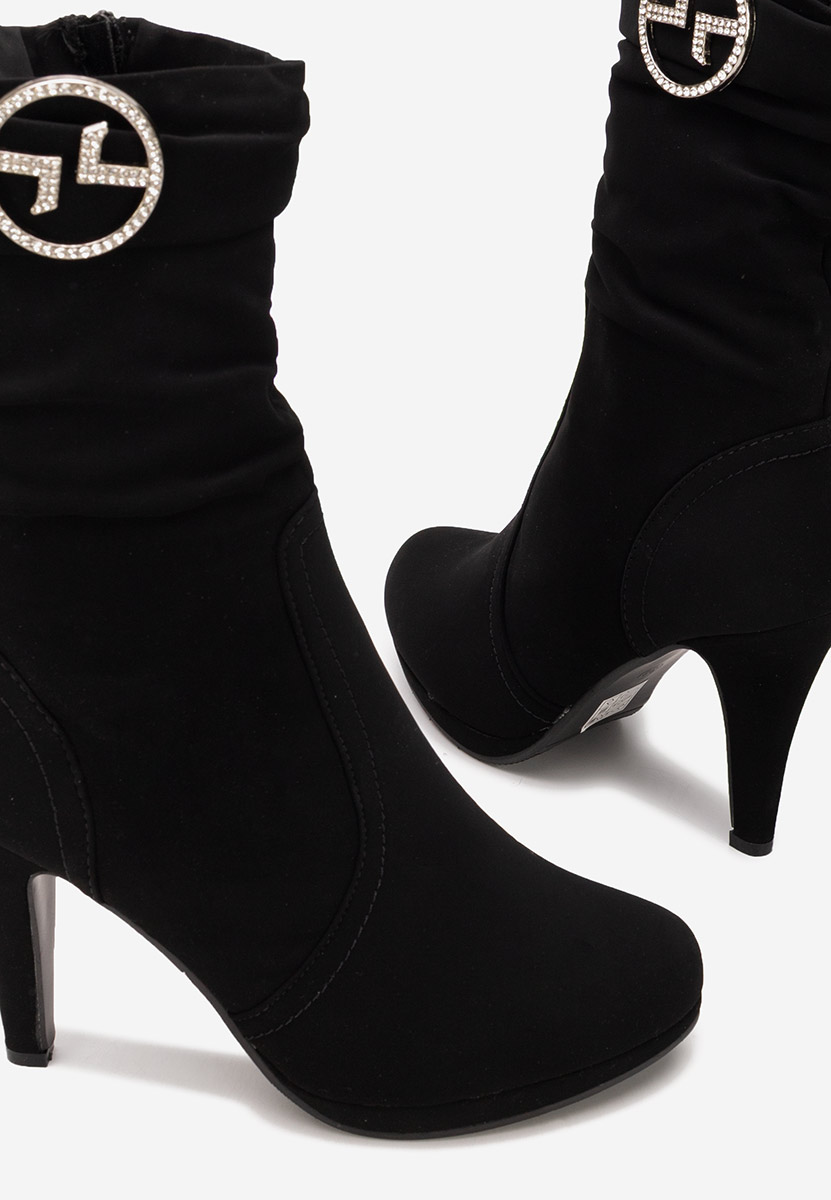 Botine cu toc subtire Lunavira negre