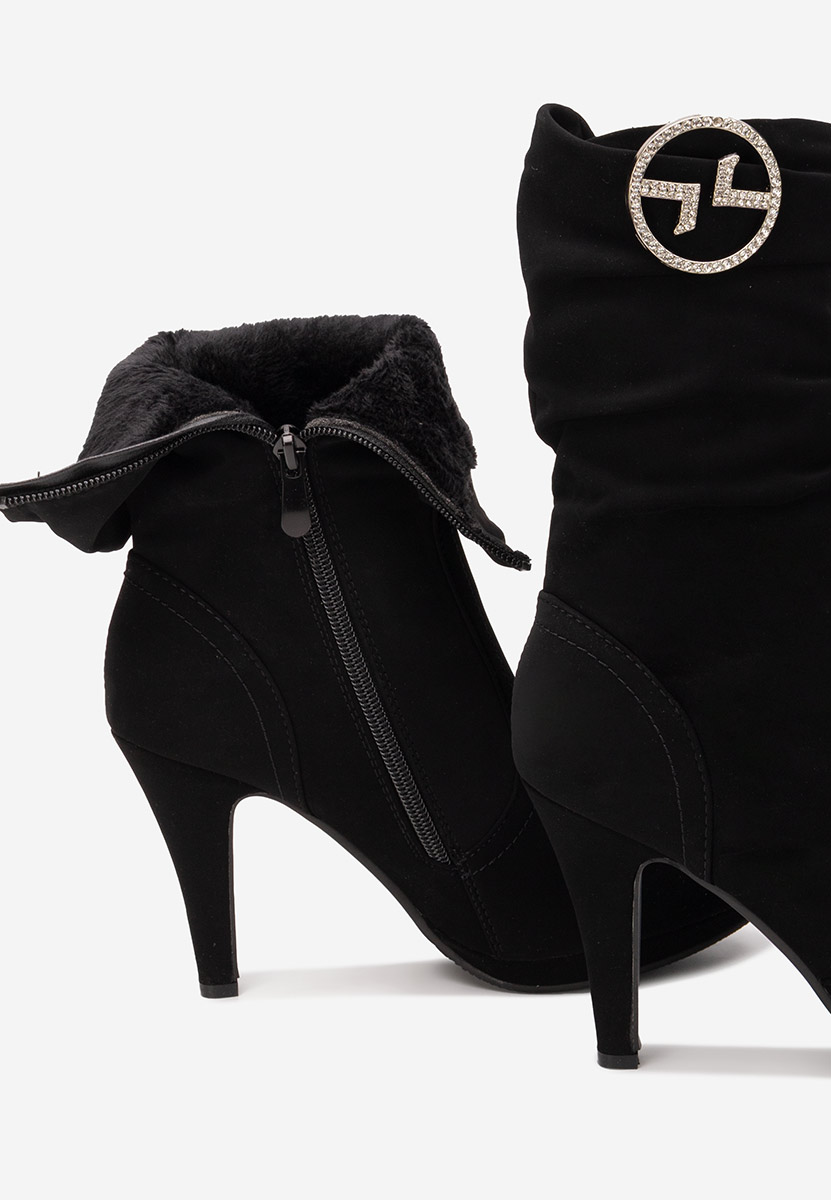 Botine cu toc subtire Lunavira negre