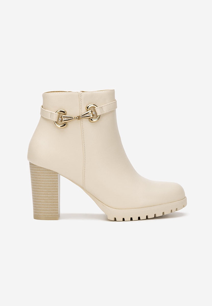 Botine cu toc gros Nesia bej