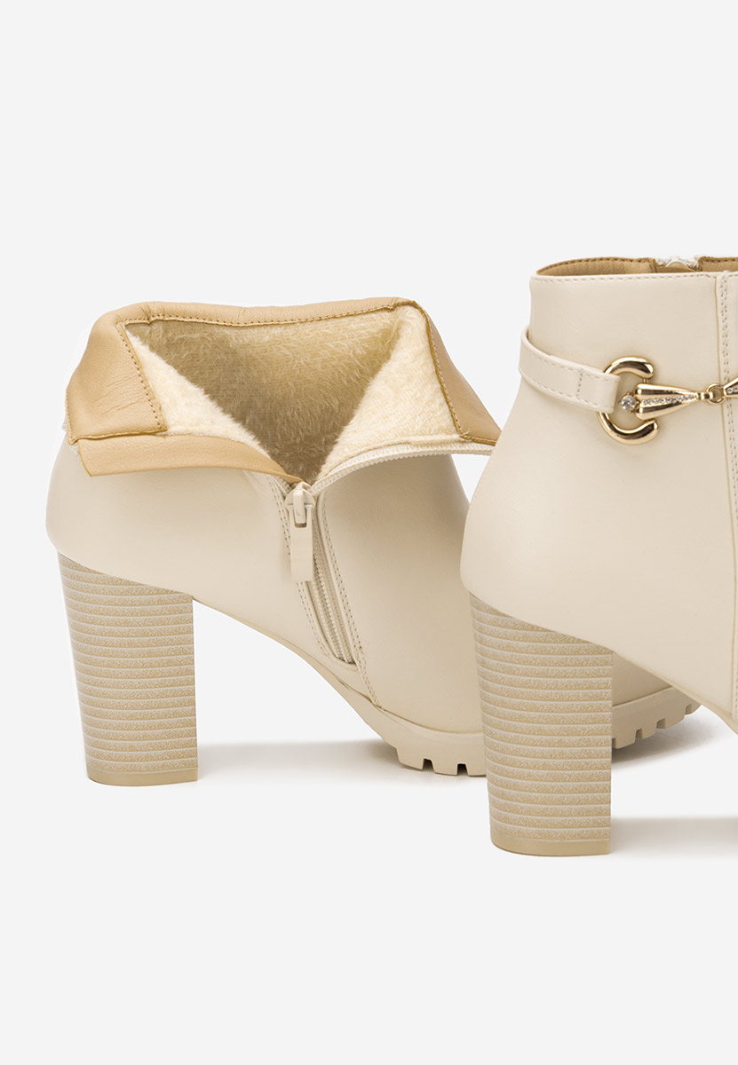 Botine cu toc gros Nesia bej
