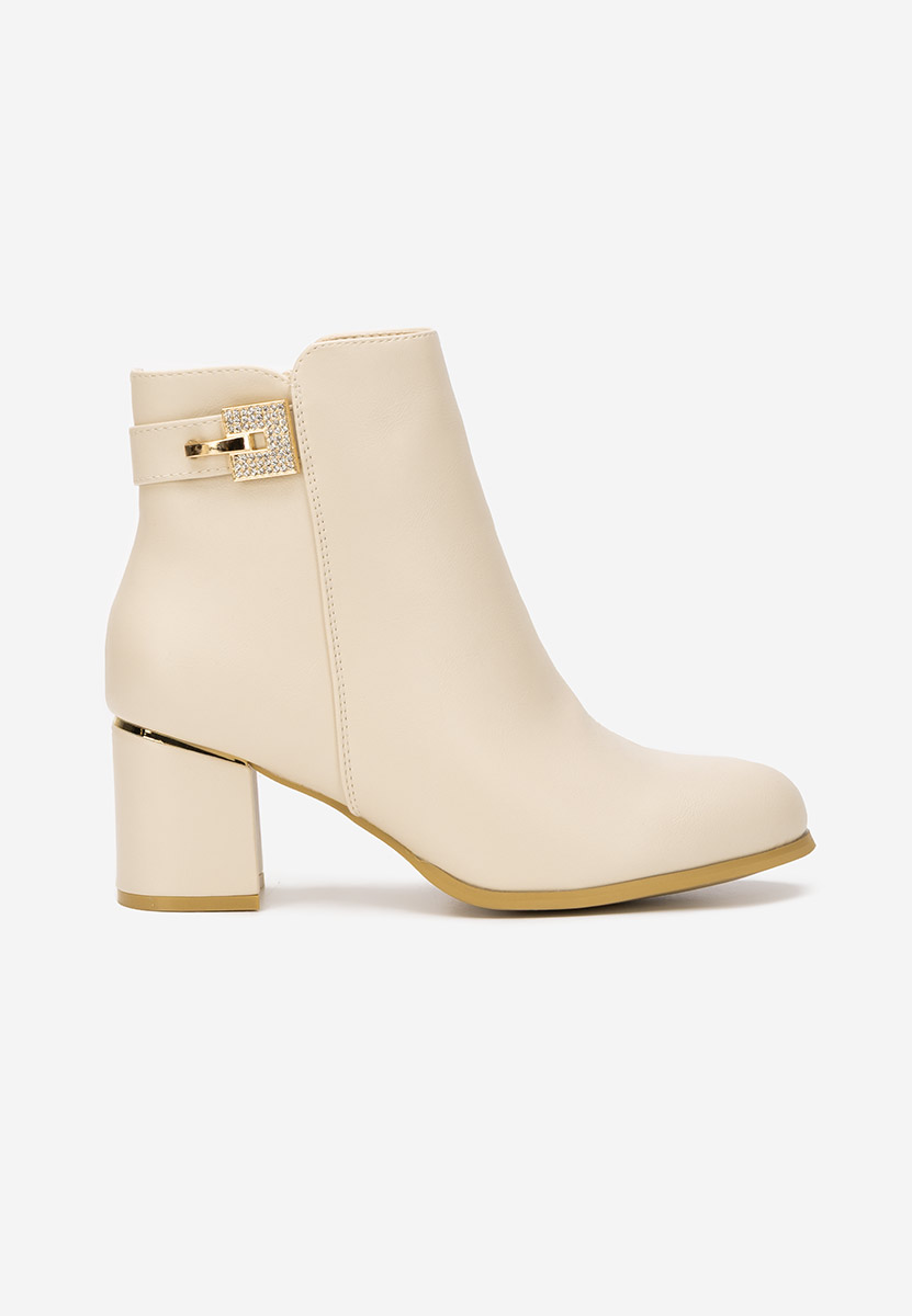 Botine cu toc Veliora bej