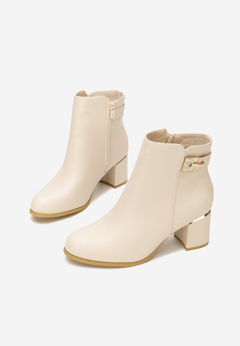Botine cu toc Veliora bej