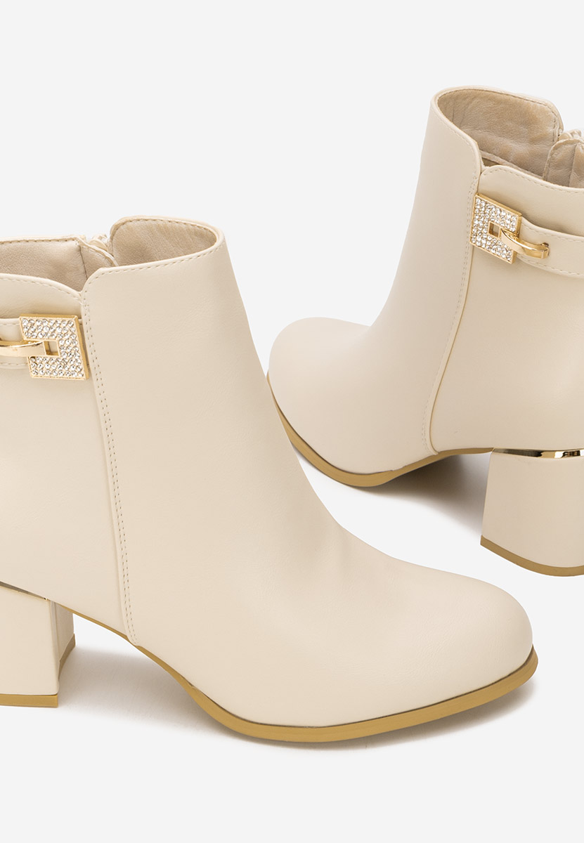 Botine cu toc Veliora bej