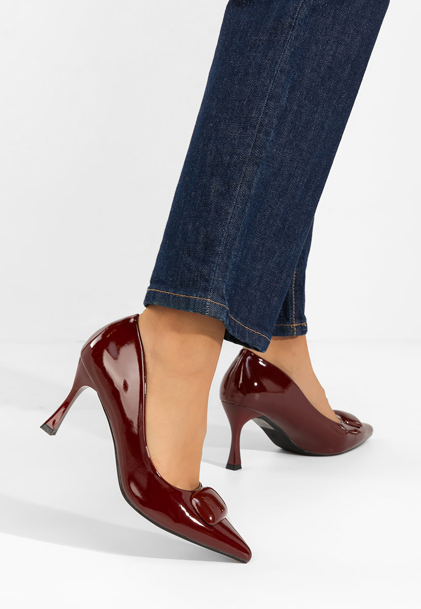 Pantofi cu toc subtire Sonnia grena