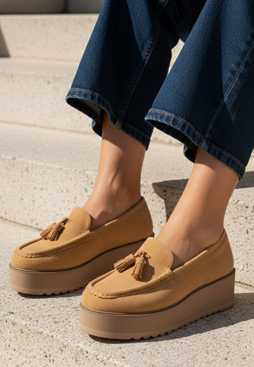 Mocasini cu platforma Leondra kaki