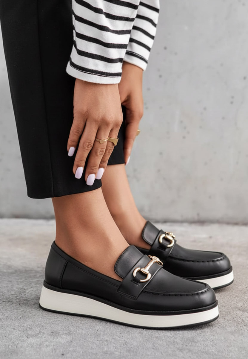 Mocasini cu talpa groasa Dianna negri