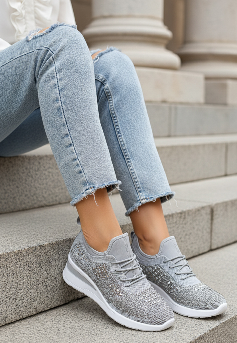Sneakers dama cu platforma Keeley gri