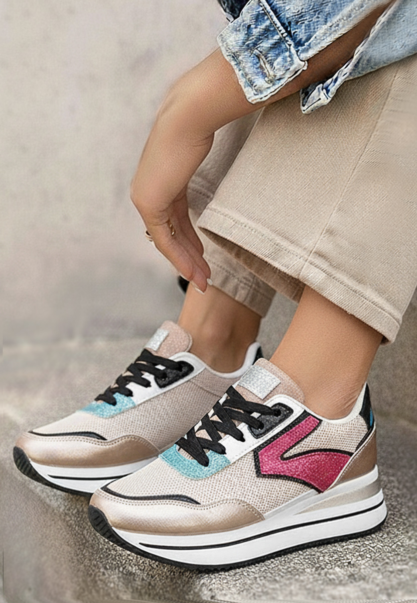 Sneakers cu platformă Tarika champagne