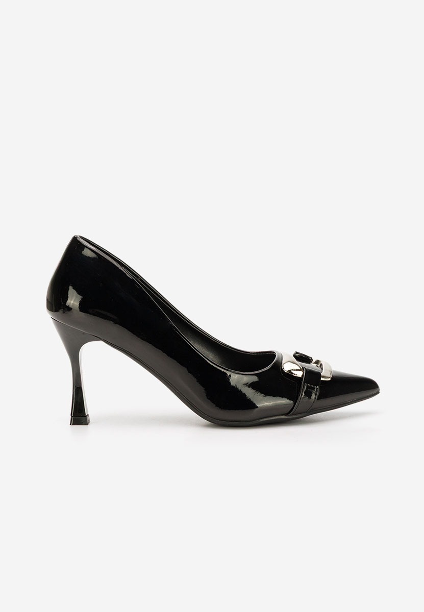 Pantofi cu toc subtire Jenita negri