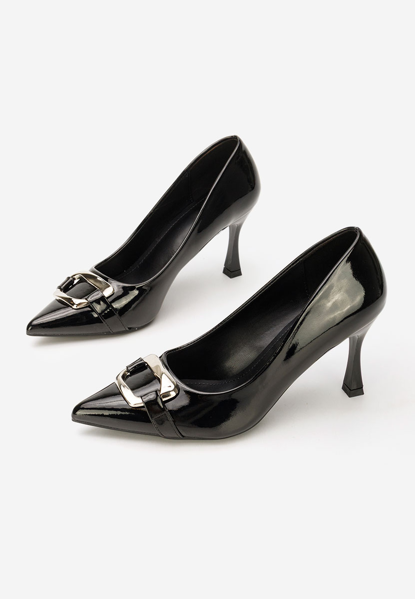 Pantofi cu toc subtire Jenita negri