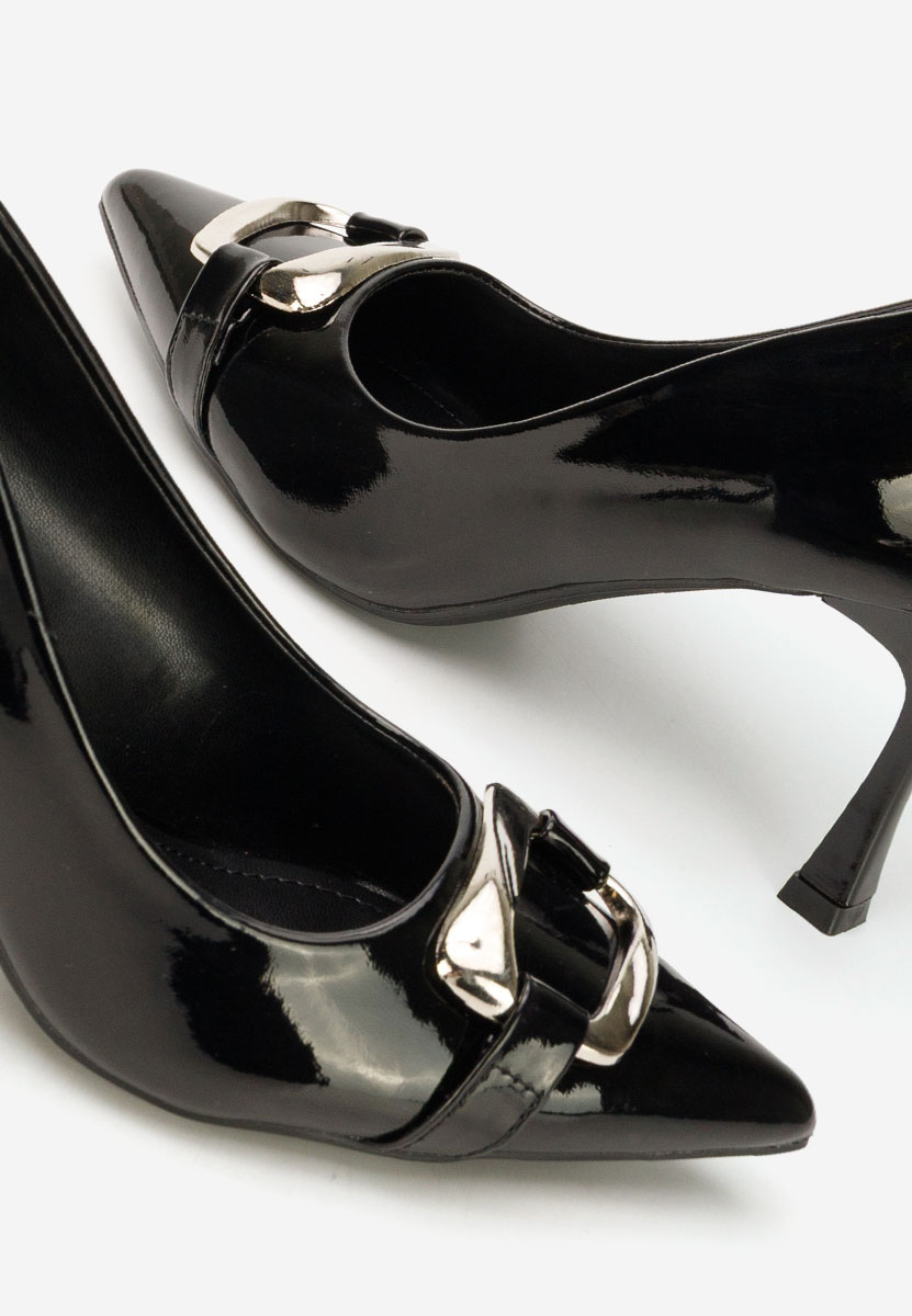 Pantofi cu toc subtire Jenita negri