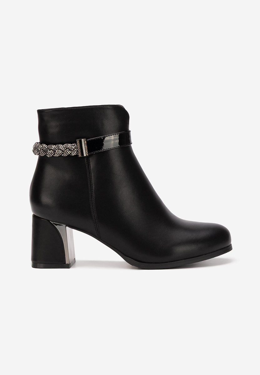 Botine cu toc gros Delivora negre