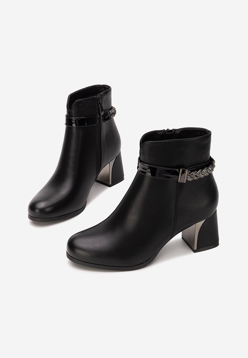 Botine cu toc gros Delivora negre