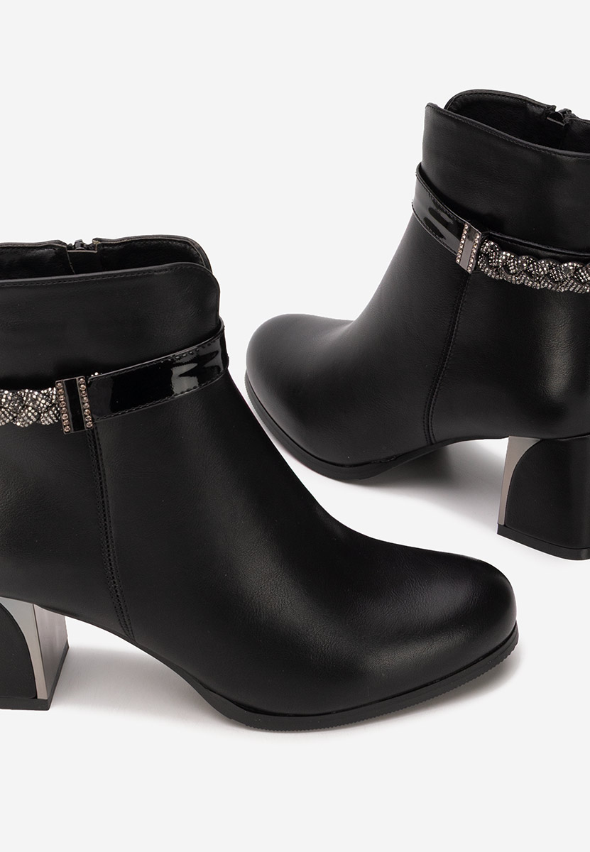 Botine cu toc gros Delivora negre