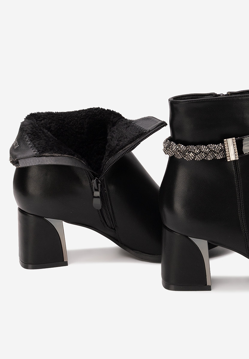 Botine cu toc gros Delivora negre